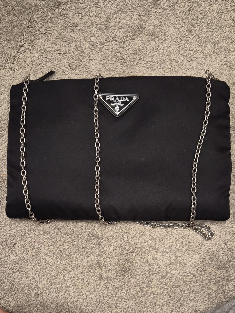 Prada Black Nylon Chain Crossbody Bag